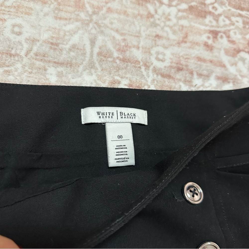 WHBM Black Mini Skirt with Buttons - Picture 2 of 9